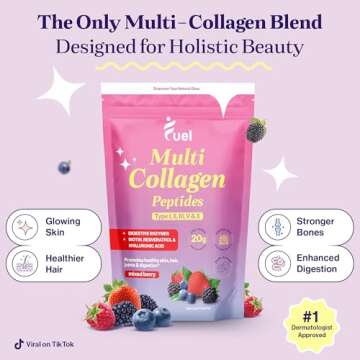 Fuel Multi Collagen Protein - Multi Collagen Peptides Powder for Women with Hyaluronic Acid & Biotin...