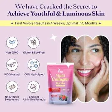 Fuel Multi Collagen Protein - Multi Collagen Peptides Powder for Women with Hyaluronic Acid & Biotin, Collagen Packets Promote Skin, Hair & Nail Health, Hydrolyzed Collagen Peptides Powder,Mixed Berry