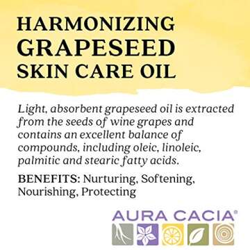Aura Cacia Pure Grapeseed Oil Non-GMO Skincare Essential 16oz
