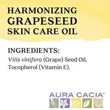 Aura Cacia Pure Grapeseed Oil Non-GMO Skincare Essential 16oz