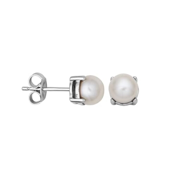Elegant Sterling Silver Cultured Pearl Stud Earrings
