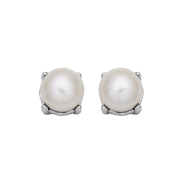 Elegant Sterling Silver Cultured Pearl Stud Earrings