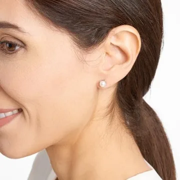 Elegant Sterling Silver Cultured Pearl Stud Earrings
