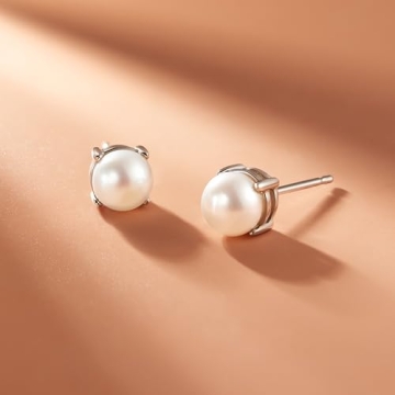 Elegant Sterling Silver Cultured Pearl Stud Earrings