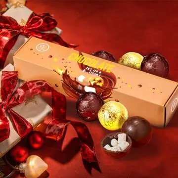 Hot Chocolate Boms Marshmallow Balls - Set of 6 - Delicious Cocoa Melts Bom Filled Marshmallows - 2 Flavors Caramel & Fudge Brownie Candy - Classic Milk Chocolates Cocoa Melt Gift - Delicious Gifts
