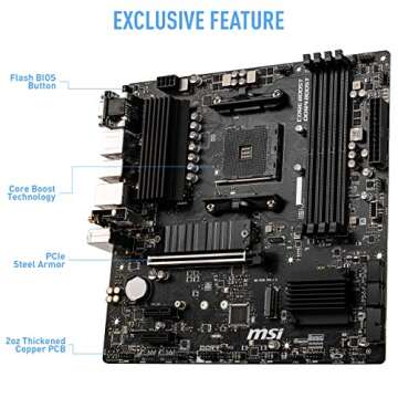 MSI B550M PRO-VDH WiFi ProSeries Motherboard (AMD Ryzen 5000, AM4, DDR4, PCIe 4.0, SATA 6Gb/s, M.2, USB 3.2 Gen 1, Wi-Fi, Bluetooth, D-SUB/HDMI/DP, Micro-ATX)