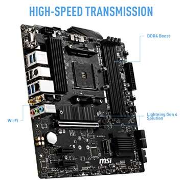 MSI B550M PRO-VDH WiFi ProSeries Motherboard (AMD Ryzen 5000, AM4, DDR4, PCIe 4.0, SATA 6Gb/s, M.2, USB 3.2 Gen 1, Wi-Fi, Bluetooth, D-SUB/HDMI/DP, Micro-ATX)