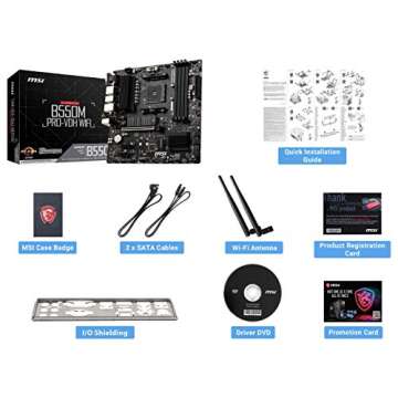 MSI B550M PRO-VDH WiFi ProSeries Motherboard (AMD Ryzen 5000, AM4, DDR4, PCIe 4.0, SATA 6Gb/s, M.2, USB 3.2 Gen 1, Wi-Fi, Bluetooth, D-SUB/HDMI/DP, Micro-ATX)