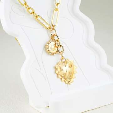 ORIGENCE Heart Charm Necklace - Elegant Gold Accessory