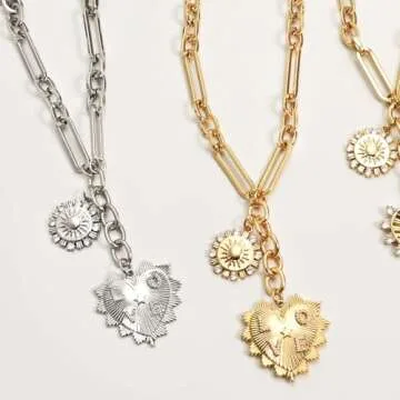 ORIGENCE Heart Charm Necklace - Elegant Gold Accessory