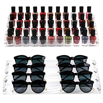 Nail Polish Organizers and Storage for Nail Salon,Clear 44Bottles of 4 Layers Essential Oil Shelf Gel Fingernail Polish Holder and Tattoo Studio Decor Paint Nail Polish Rack Shelves For Countertops