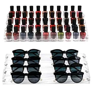 Nail Polish Organizers and Storage for Nail Salon,Clear 44Bottles of 4 Layers Essential Oil Shelf Gel Fingernail Polish Holder and Tattoo Studio Decor Paint Nail Polish Rack Shelves For Countertops