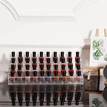 Nail Polish Organizers and Storage for Nail Salon,Clear 44Bottles of 4 Layers Essential Oil Shelf Gel Fingernail Polish Holder and Tattoo Studio Decor Paint Nail Polish Rack Shelves For Countertops