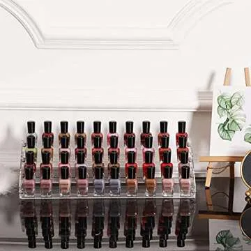 Nail Polish Organizers and Storage for Nail Salon,Clear 44Bottles of 4 Layers Essential Oil Shelf Gel Fingernail Polish Holder and Tattoo Studio Decor Paint Nail Polish Rack Shelves For Countertops
