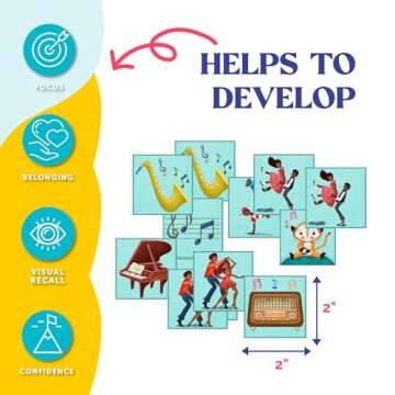 Upbounders- Musical Crossroads - Memory Matching Game for Toddlers - 24 Playing Card Pairs - Sweet Music Game Kids - Piano Singing - Ages 3+