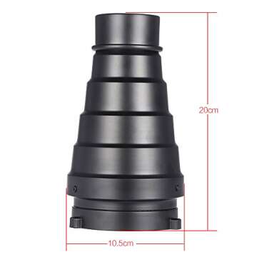 Andoer Photographic Lighting Monolights Bowens Mount Snoot Optical Snoot Metal Conical Snoot with Ho...