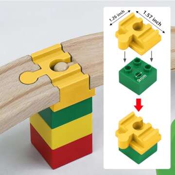 Wooden Train Track Accessories, 16 pcs Wooden Track Connector, Compatible with All Major Brands Wood...