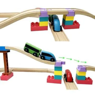16-pc Wooden Train Track Accessories for Kids Ages 3+