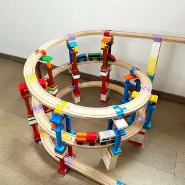 16-pc Wooden Train Track Accessories for Kids Ages 3+