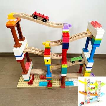 16-pc Wooden Train Track Accessories for Kids Ages 3+