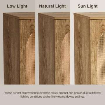 FiveWillowise Sideboard Buffet Cabinet with Rattan Doors, Rattan Buffet Bar Cabinet, Boho Credenza Cabinet with Metal Legs for Living Room, Hallway, Entryway, Natural Set of 2