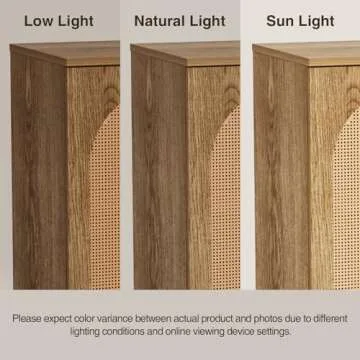 FiveWillowise Sideboard Buffet Cabinet with Rattan Doors, Rattan Buffet Bar Cabinet, Boho Credenza Cabinet with Metal Legs for Living Room, Hallway, Entryway, Natural Set of 2