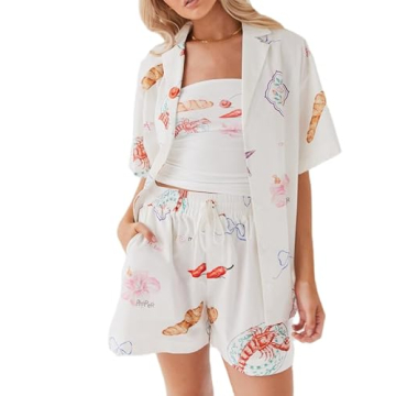Y2K Summer Printed Shorts Set for Women