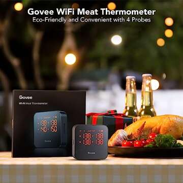 Govee Wireless Meat Thermometer with 4 Probe, Smart WiFi Meat Thermometer with Unlimited Range App N...