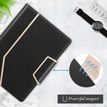 Toplive Padfolio Portfolio Case, Conference Folder Executive Business Padfolio with Document Sleeve, Letter/ A4 Size Clipboard, Business Card Holders, Portfolio Padfolio for Women Men, Black