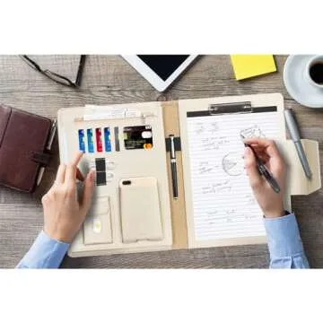 Toplive Padfolio Portfolio Case, Conference Folder Executive Business Padfolio with Document Sleeve, Letter/ A4 Size Clipboard, Business Card Holders, Portfolio Padfolio for Women Men, Black