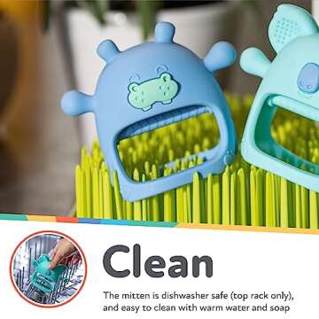 Nuby Silicone Wrist Teething Mitten - Baby Teether Ring - 3+ Months - Hippo