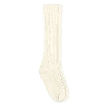 Jefferies Girls Cable Knee High Socks 3 Pack, Ivory