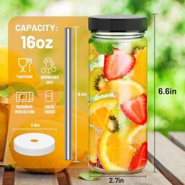 Luxfuel 6 Pack Glass Juicing Bottles with Lids