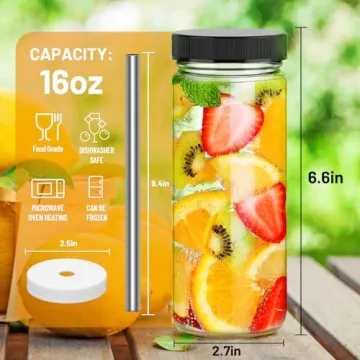 Luxfuel 6 Pack Glass Juicing Bottles with Lids