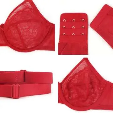 HSIA Minimizer Bras for Women Full Coverage Underwire Bras Plus Size Lifting Lace Bra for Heavy Breast 38C Coral Red