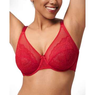 HSIA Minimizer Bras for Women Full Coverage Underwire Bras Plus Size Lifting Lace Bra for Heavy Breast 38C Coral Red