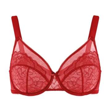 HSIA Minimizer Bras for Women Full Coverage Underwire Bras Plus Size Lifting Lace Bra for Heavy Breast 38C Coral Red