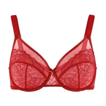 HSIA Minimizer Bras for Women Full Coverage Underwire Bras Plus Size Lifting Lace Bra for Heavy Breast 38C Coral Red
