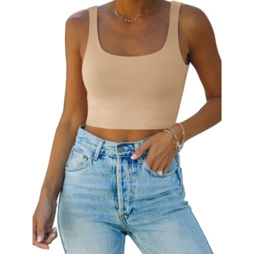 Versatile REORIA Women's Seamless Yoga Cropped Tank Top