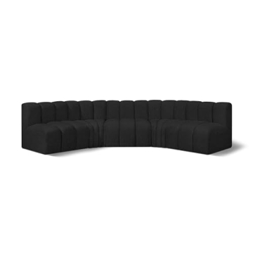 Meridian Furniture Modern Contemporary Modular Sofa | Black Boucle, 133" W x 54" D