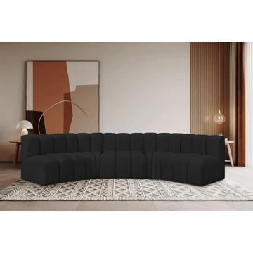 Meridian Furniture Modular Sofa with Rich Black Boucle Fabric