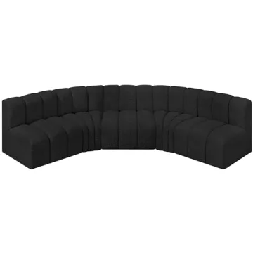 Meridian Furniture Modular Sofa with Rich Black Boucle Fabric