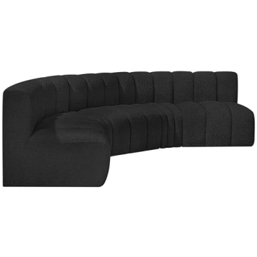 Meridian Furniture Modular Sofa with Rich Black Boucle Fabric