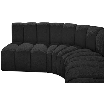 Meridian Furniture Modular Sofa with Rich Black Boucle Fabric
