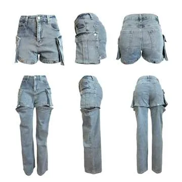 Vakkest Bell Bottom Jeans High Waisted Cargo Pants for Women