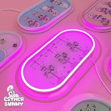 CHAMELNEON Limited Edition Esther Bunny Neon Sign, Custom Gift, Birthday Gift, Perfect Room Decoration, Wall Decoration Lighting, Kids Room, Custom Neon (Thinking of You)