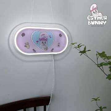 CHAMELNEON Limited Edition Esther Bunny Neon Sign, Custom Gift, Birthday Gift, Perfect Room Decoration, Wall Decoration Lighting, Kids Room, Custom Neon (Thinking of You)