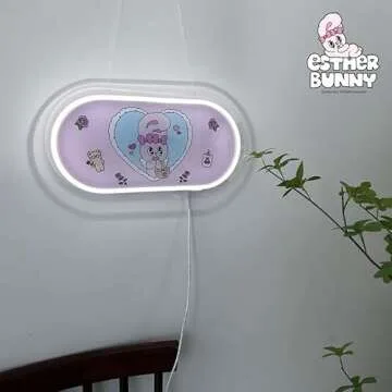 CHAMELNEON Limited Edition Esther Bunny Neon Sign, Custom Gift, Birthday Gift, Perfect Room Decoration, Wall Decoration Lighting, Kids Room, Custom Neon (Thinking of You)