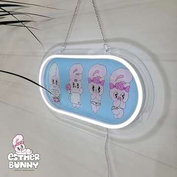 CHAMELNEON Limited Edition Esther Bunny Neon Sign, Custom Gift, Birthday Gift, Perfect Room Decoration, Wall Decoration Lighting, Kids Room, Custom Neon (Thinking of You)