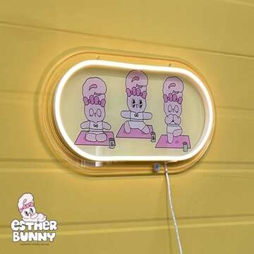 CHAMELNEON Limited Edition Esther Bunny Neon Sign, Custom Gift, Birthday Gift, Perfect Room Decoration, Wall Decoration Lighting, Kids Room, Custom Neon (Thinking of You)